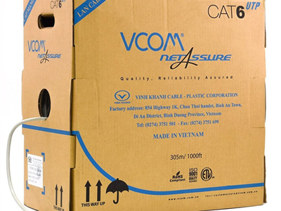 Cáp mạng VCOM CAT6 UTP vỏ PVC thùng 305 mét