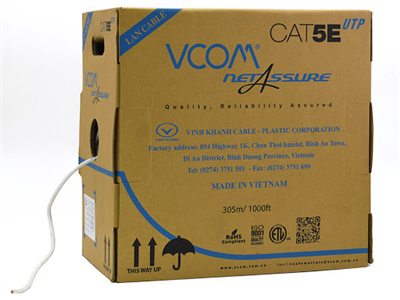 Cáp mạng VCOM CAT5E UTP vỏ PVC thùng 305 mét
